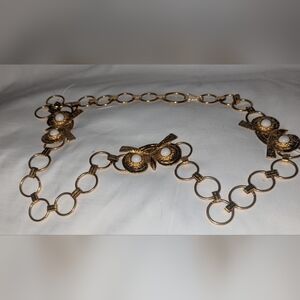 Gold Chain Link Belt with Owl Accents